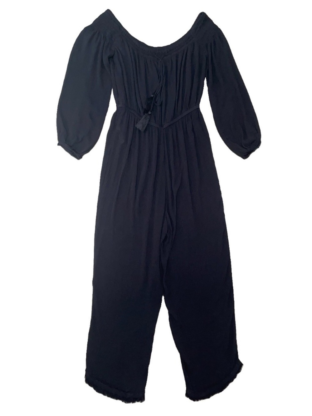 Free People Jumpsuit Small Black Show Your Shoulder Romper Long Sleeve